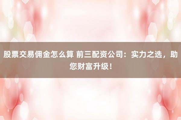 股票交易佣金怎么算 前三配资公司:实力之选,助您财富升级!