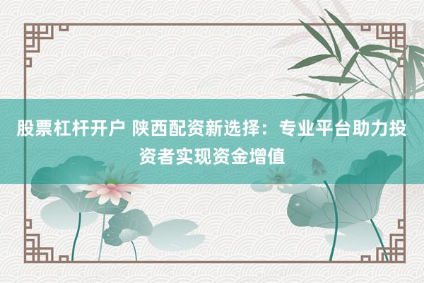 股票杠杆开户 陕西配资新选择:专业平台助力投资者实现资金增值