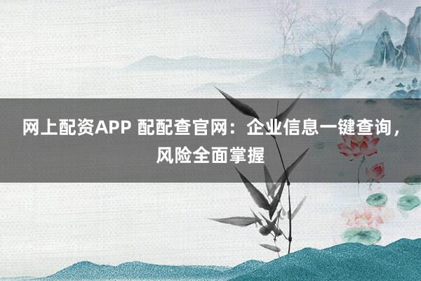 网上配资APP 配配查官网：企业信息一键查询，风险全面掌握