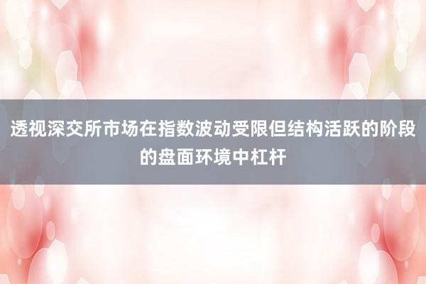 透视深交所市场在指数波动受限但结构活跃的阶段的盘面环境中杠杆