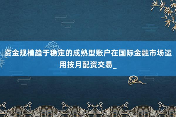 资金规模趋于稳定的成熟型账户在国际金融市场运用按月配资交易_