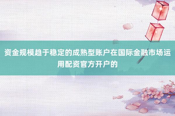 资金规模趋于稳定的成熟型账户在国际金融市场运用配资官方开户的
