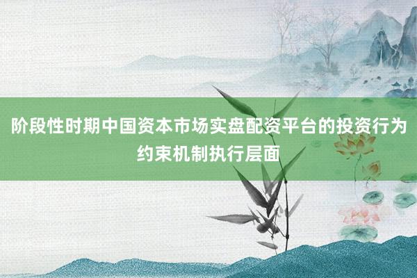阶段性时期中国资本市场实盘配资平台的投资行为约束机制执行层面