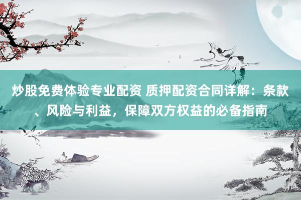 炒股免费体验专业配资 质押配资合同详解：条款、风险与利益，保障双方权益的必备指南