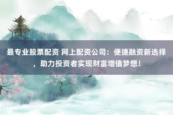 最专业股票配资 网上配资公司：便捷融资新选择，助力投资者实现财富增值梦想！