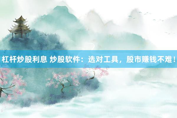 杠杆炒股利息 炒股软件：选对工具，股市赚钱不难！
